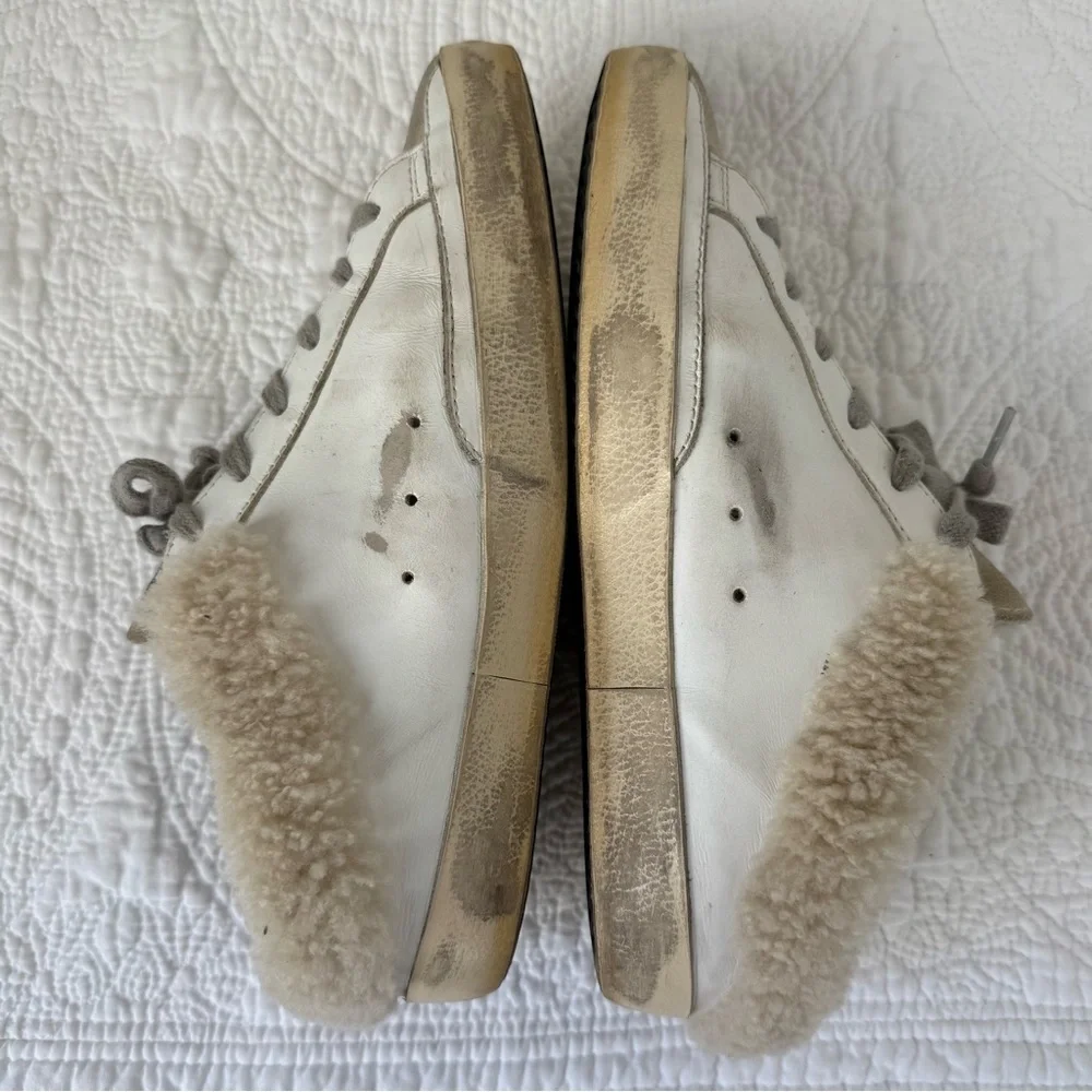 Golden Goose Super-Star Sabot Shearling Sneakers White Pink Star Women’s 7 - Picture 5 of 8